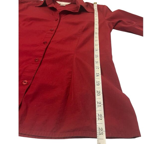 Casual Corner Red Cotton Button Down Shirt Women’s 4 Long Sleeve Vintage Y2K - Picture 5 of 11